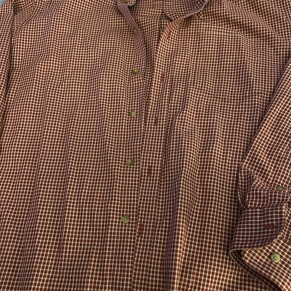 Eddie Bauer Men's Maroon Plaid Button-Down Shirt
